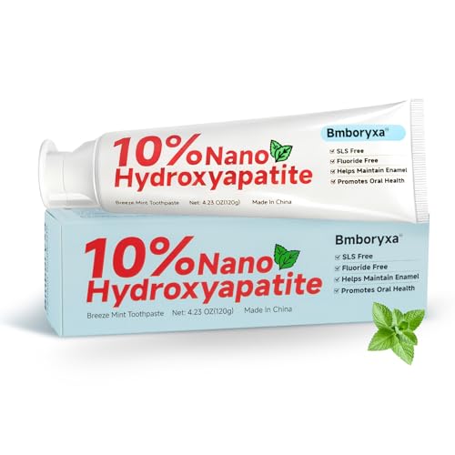 Bmboryxa 10% Nano Hydroxyapatite Toothpaste - Breeze Mint, SLS & Fluoride Free, Whitening for Sensitive Teeth, 4.23oz