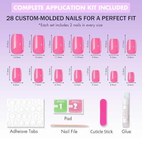 SXVME Neon Orange Medium Square Press-On Nails - 28 Pcs Salon Quality