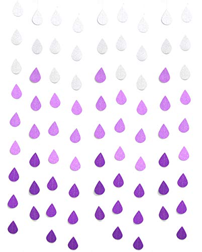 38ft Glitter Paper Raindrop Garland for Baby Shower & Party Decor