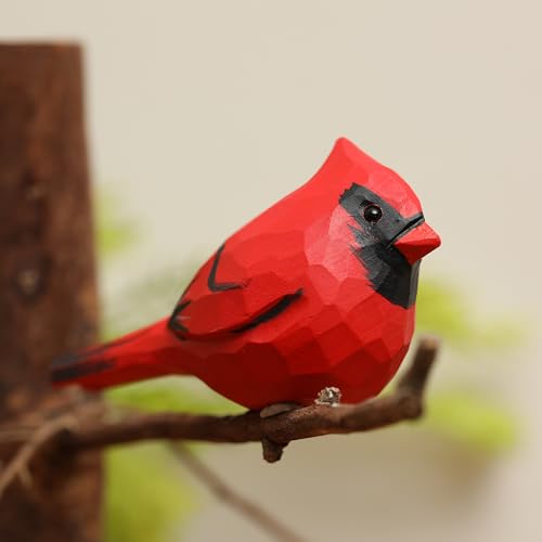 Handcrafted Red Cardinal Figurine – Eco-Friendly Wooden Bird Decor