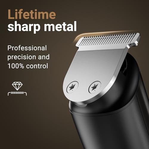 Rechargeable Beard Trimmer for Men: Professional Barber Hair Clipper with Detachable Blade & Turbo Speed, 12-in-1 Cordless Grooming Kit, IPX6 Waterproof, Safety Lock, Father's Day gifts