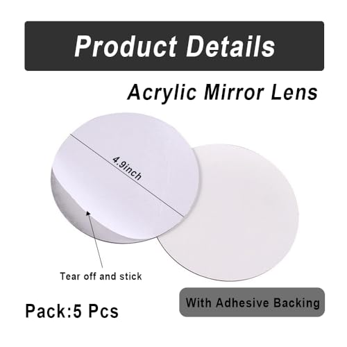 5-Pack 5-Inch Circular Acrylic Mirrors for Home Decor