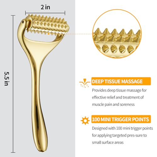 Gold Acupuncture Roller Face Massager - Deep Tissue Skin Care Tool