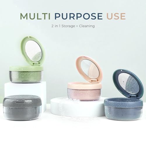 HEMILAB 2-in-1 Retainer Cleaner Case with Mirror & Strainer