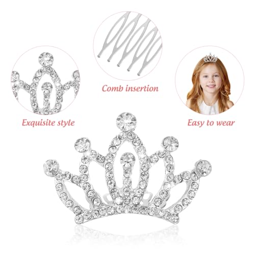 Minkissy 4pcs Kids Crown Hair Clips & Tiaras - Rhinestone Little Girl Hair Accessories