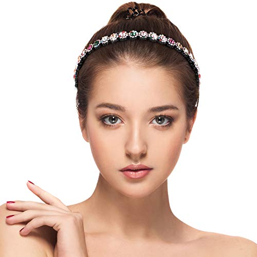 6 Pack Crystal Headbands for Women - Chic Flower Style Hair Accessories