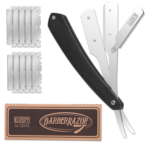 Keropy Black Wooden-Handle Shavette Straight Razor (Variation: Black Wooden Handle)