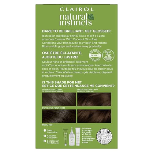 Clairol Natural Instincts Demi-Permanent Hair Dye, Dark Warm Brown