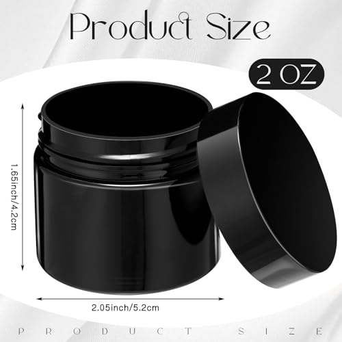 SATINIOR 36 Pack 2 oz Black Plastic Jars with Lids - Airtight Cosmetic Storage Containers