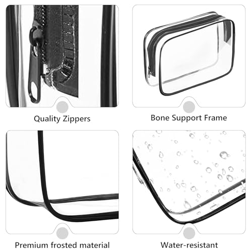 AURUZA 3-Piece Clear TSA Approved Travel Toiletry & Makeup Organizer Bag Set