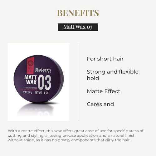 SALERM Matt Wax 03 - Strong Hold Hair Wax for Short Hair - Non-Greasy Matte Finish