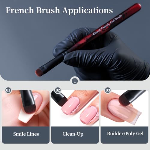 Black 2 Pcs Nail Brush Set for Polygel, French Tip & Clean Up, Builder Gel