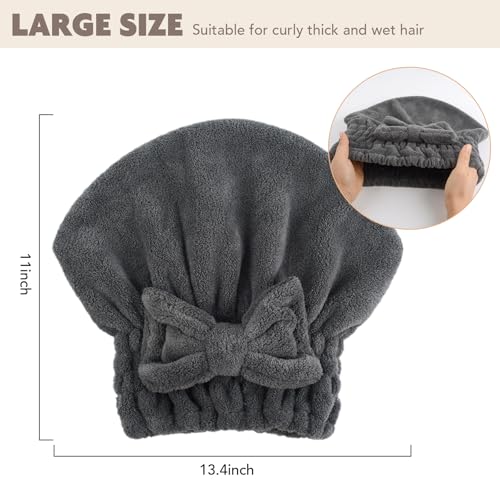 SUNLAND Microfiber Hair Drying Cap 2 Pack - Absorbent Turban for Wet Hair