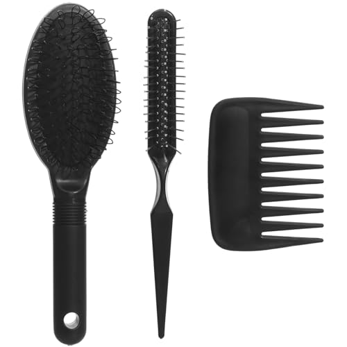 Obeoby 3-Pack Wig Brush Comb Set for Wigs & Extensions, Black