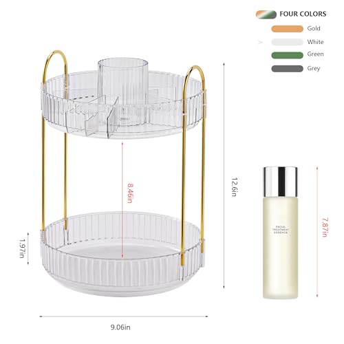 YCIA&DONE Rotating Makeup Organizer - 360° Large Capacity for Vanity
