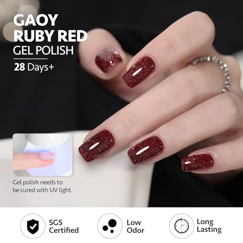 GAOY 6 Colors Red Glitter Gel Nail Polish Set - UV/LED Cure