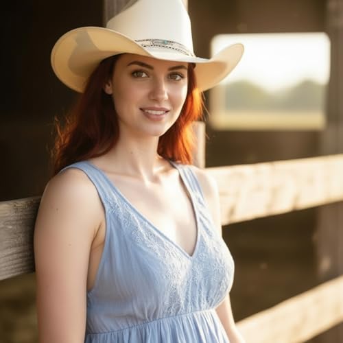 Turquoise Feather Cowboy Hat Band for Women & Men - Handmade Western Accessory