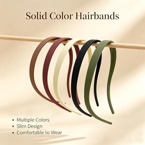 Matte Plastic U-Shaped Hair Headbands for Women - Non-Slip, 5 Pack