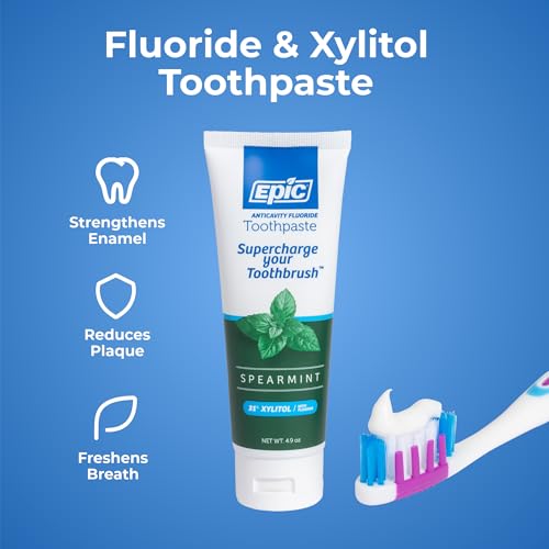 Epic Fluoride Toothpaste with Xylitol - SLS-Free Spearmint 4.9oz 2-Pack