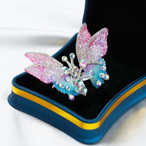 Moving Wing Butterfly Hair Clips with Rhinestones for Girls (4-Pack)
