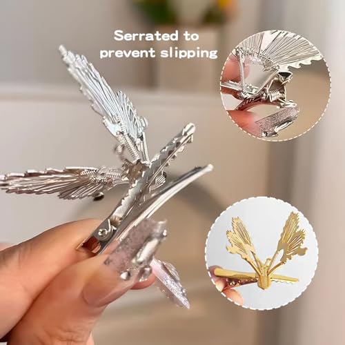 Butterfly Hair Clips Set - 8 Metal Barrettes with Moving Wings