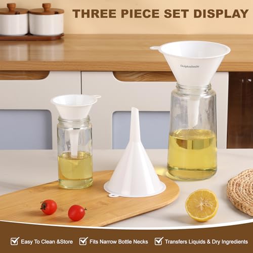 DolphinSmile Plastic Kitchen Funnel Set of 3 - Durable & Versatile
