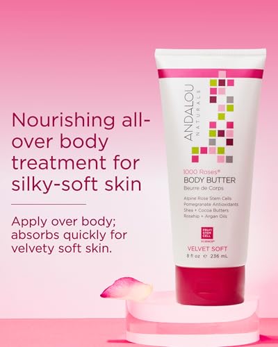 Andalou Naturals Velvet Soft Body Butter with Rose Stem Cells - 8 oz