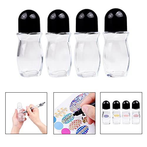 Kare & Kind 50ml Glass Roll-On Deodorant Bottles - 4-Pack Leak-Proof Kit
