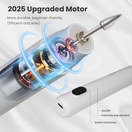 BELRIGO Cordless Rechargeable Nail Drill with LED Light - White