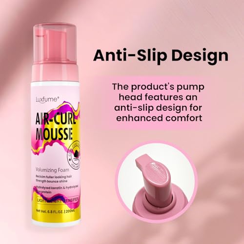 Luxfume Air-Curl Mousse for Natural Curl & Shine, Volumizing Hair Foam