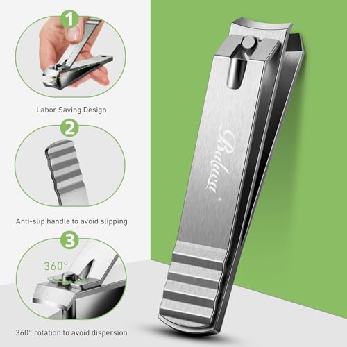 Baluca Curved Toenail Clipper for Thick Nails - Heavy Duty Stainless Steel