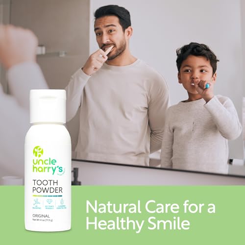 Uncle Harry's Remineralizing Tooth Powder 4 oz - Natural Enamel Support & Whitening - Sensitive Teeth Friendly