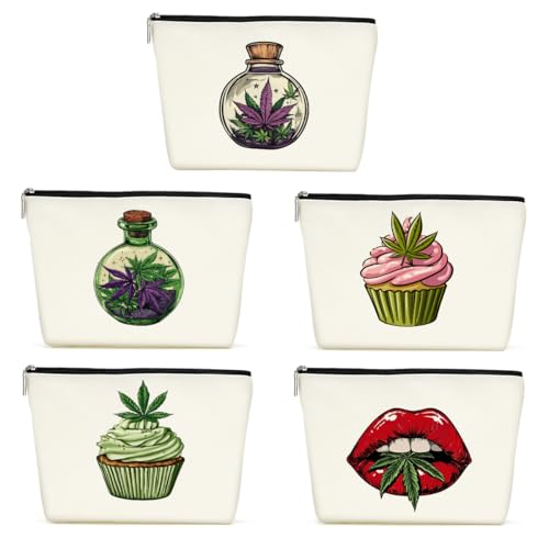 5-Piece Cute Pink Weed Accessories Makeup Bag Set - Cake Weed 657