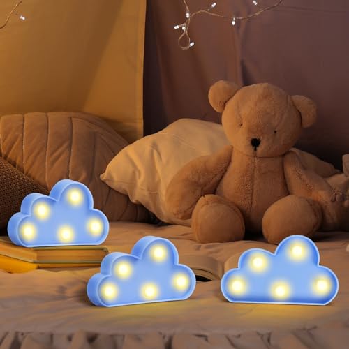 Clothmile 3-Pack LED Cloud Night Lights for Kids' Rooms