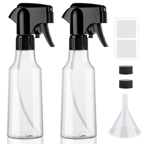 Hethyo 12oz Clear Continuous Mist Spray Bottles 2 Pack for All-Purpose Use