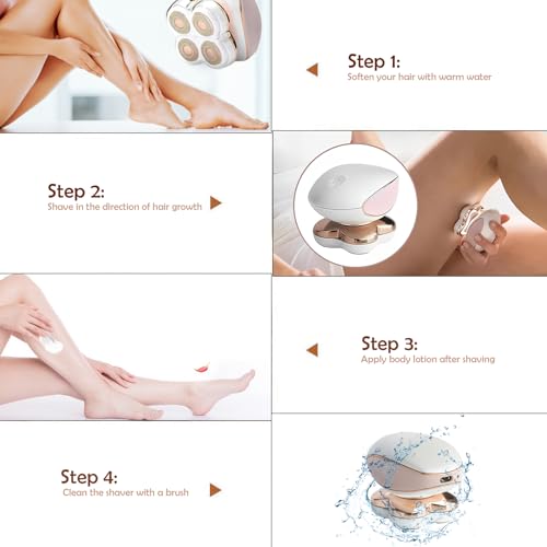 Electric Razors, Women Electric Shaver, Hair Removal Device, Cordless Painless Leg Shaver with LED Light,Waterproof Rechargeable Face Shaver for Bikini Face and Body