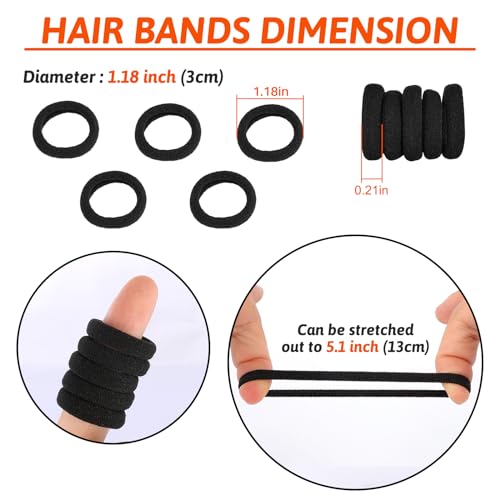 QRTVI 120PCS Black Cotton Hair Ties for Kids & Toddlers