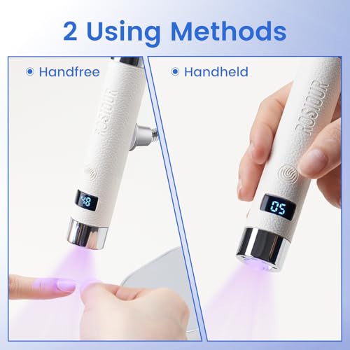Rosiour White UV Nail Lamp - Handheld with Auto Sensor & Magnetic Stand
