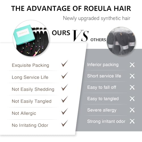Roeula 14 Inch Pre-Stretched Braiding Hair Extensions - 8 Pack (Black)