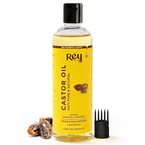Castor Oil for Hair & Skin - Rey Naturals Cold Pressed Arandi Oil 200 ml