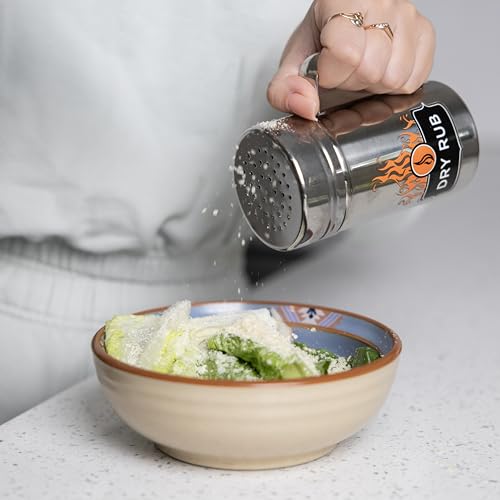 Outset Stainless Steel Dry Rub Shaker with Lid - 13oz Seasoning Dispenser