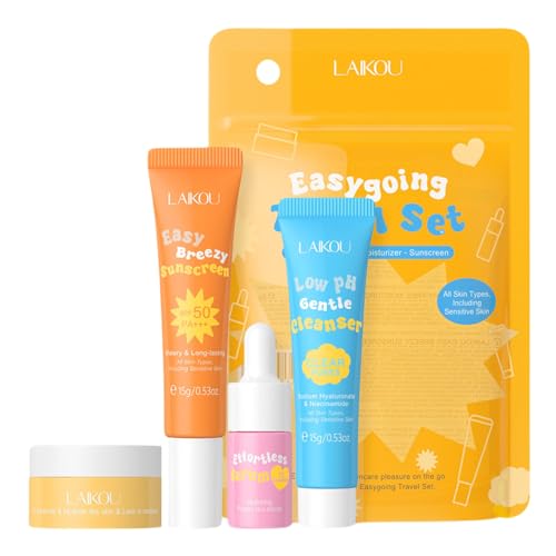 4-Piece Hydrating Skincare Travel Kit - Facial Cleanser, Cream & Serum