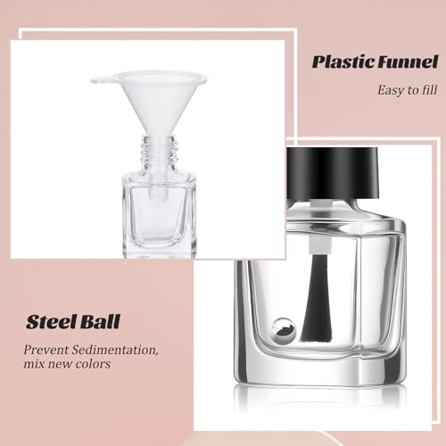 Qulkws 2 Pack 5ml Clear Glass Nail Polish Bottles with Brush & Funnel