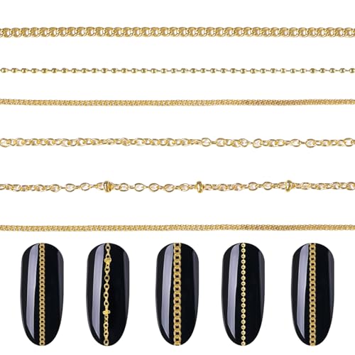 Set-1 30 Gold Metal Nail Chains for Punk Nail Art & DIY Manicure