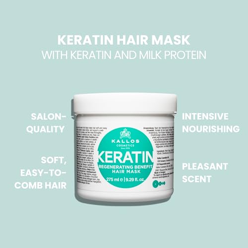 Kallos KJMN Keratin Hair Mask 9.29 Fl Oz - Deep Nourishing & Repairing for Damaged Hair (Pack of 1)