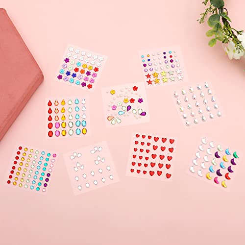 Self-Adhesive Face Gems and Rhinestones Kit for Makeup & Body Art - Multicolored