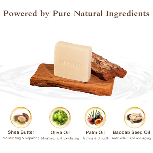 Hepburn Baobab Oil Soap - Natural Moisturizing Hand & Body Bar with Shea Butter, Gentle & Antioxidant Care, 108g