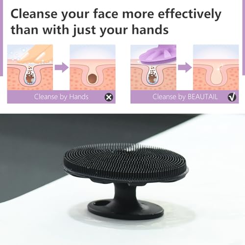 BEAUTAIL Silicone Face Scrubber 2 Pack - Gentle Exfoliating Brush