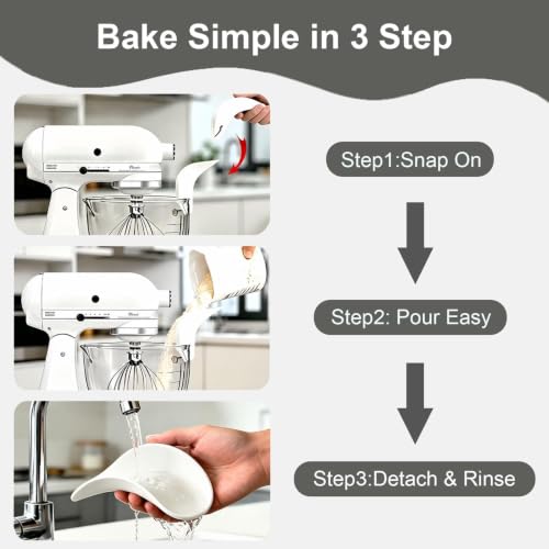 Silicone Flour Funnel for KitchenAid Stand Mixer - Easy Pour Spout