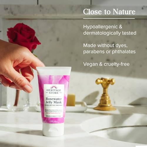 HERITAGE STORE Rosewater Jelly Facial Mask - Hydrating Gel for Dry Skin